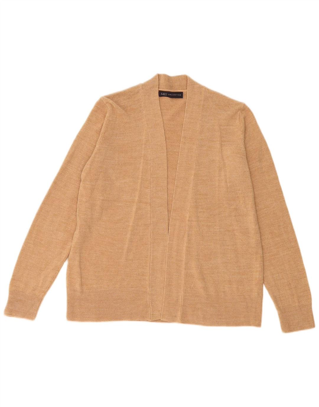 Marks & Spencer Womens Open Cardigan Sweater UK 14 Medium Beige Akryl