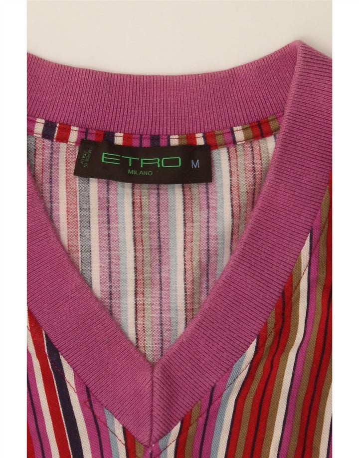ETRO Womens V-Neck Jumper Sweater UK 14 Medium Multicoloured Striped Vintage Etro and Second-Hand Etro from Messina Hembry 