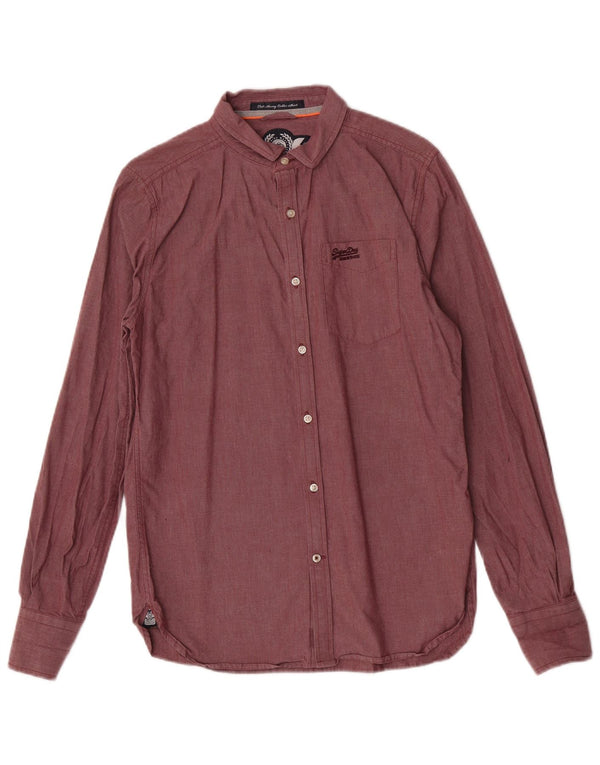 Superdry Mens Shirt Medium Burgundy Cotton