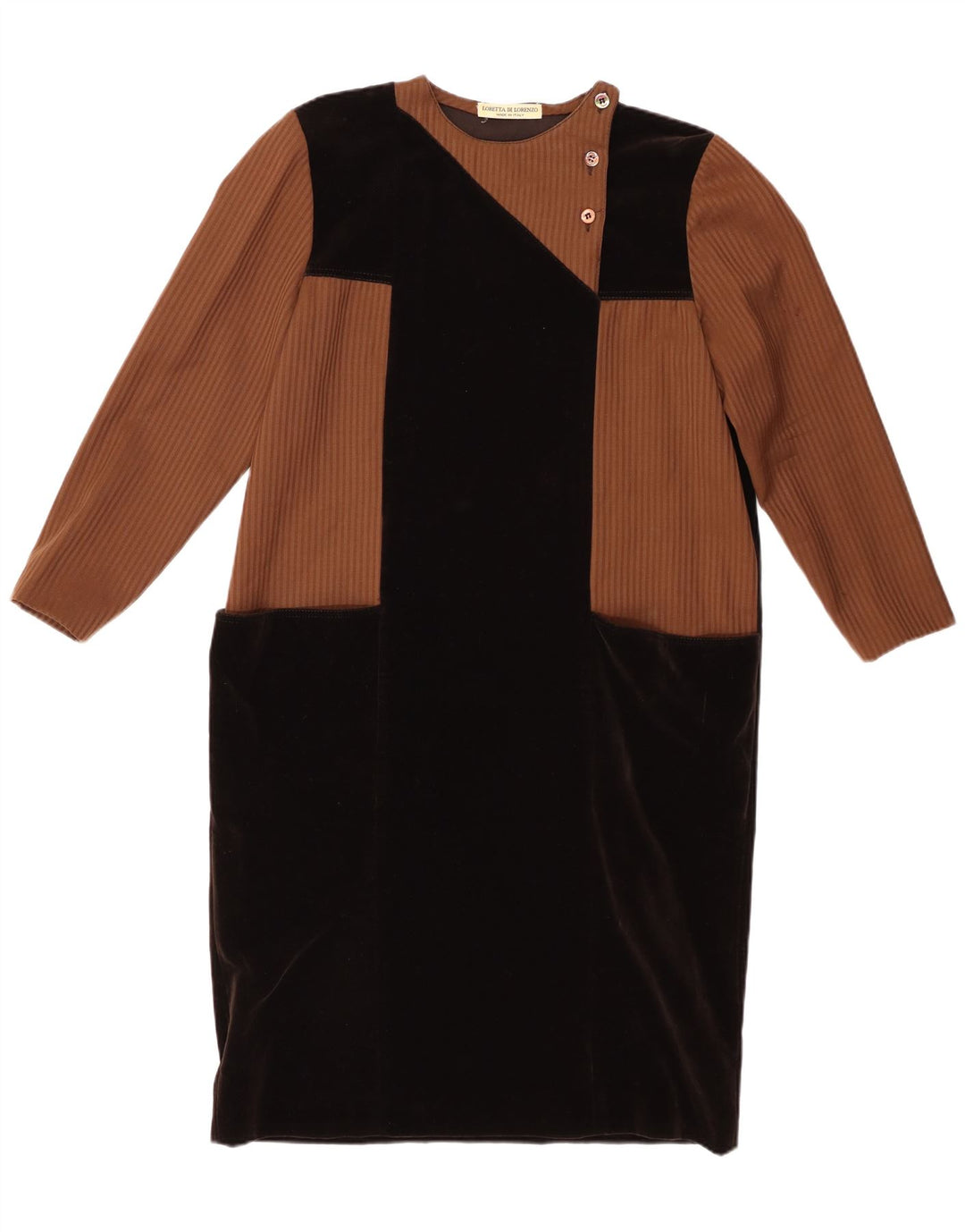 LORETTA DI LORENZO Dame 3/4 ærmer Shift Dress IT 42 Medium Black