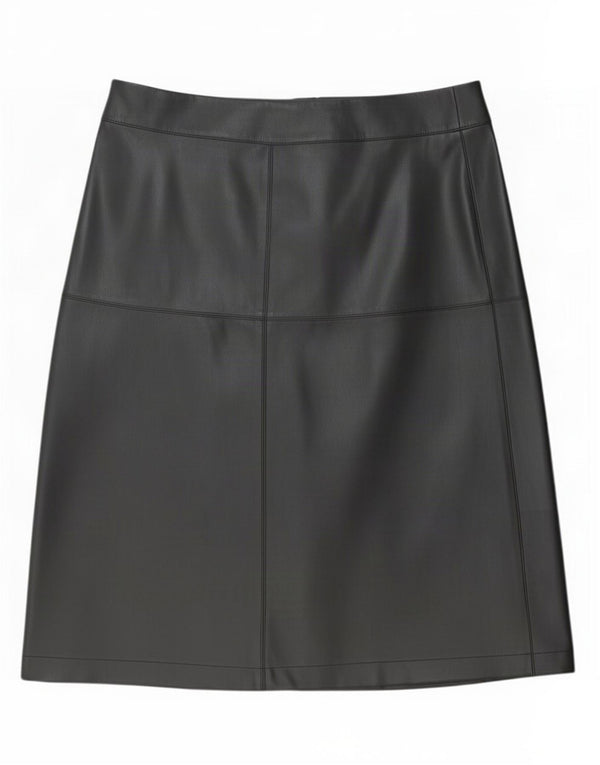 Marks & Spencer Womens Faux Leather Skirt UK 20 2XL W40 Black Polyethylene
