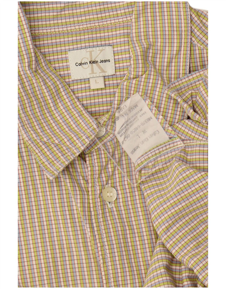 CALVIN KLEIN JEANS Mens Short Sleeve Shirt Large Multicoloured Check