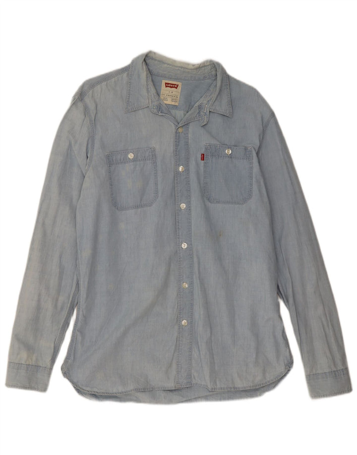 Levi's Denimskjorte til mænd, stor blå bomuld