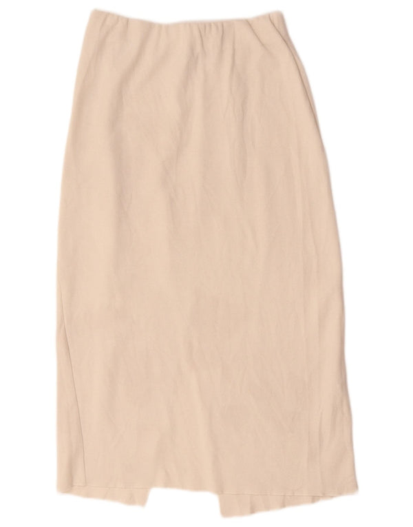 Zara Dame Højtalje Midi Nederdel Medium W28 Off White Bomuld