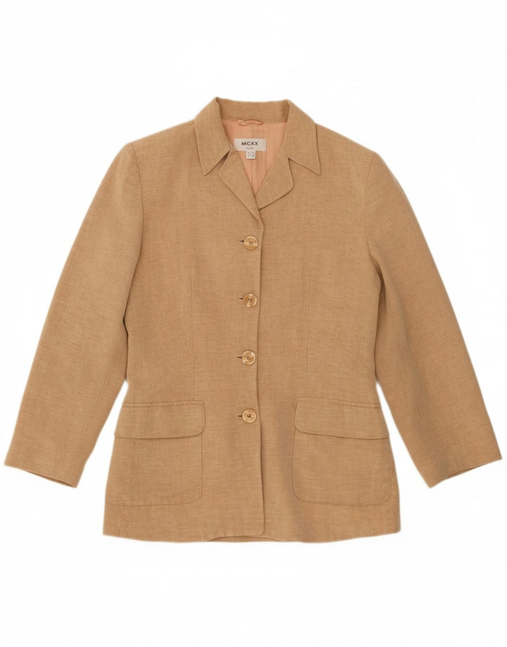 MEXX Womens 4 Button Blazer Jacket UK 12 Medium Beige Linen