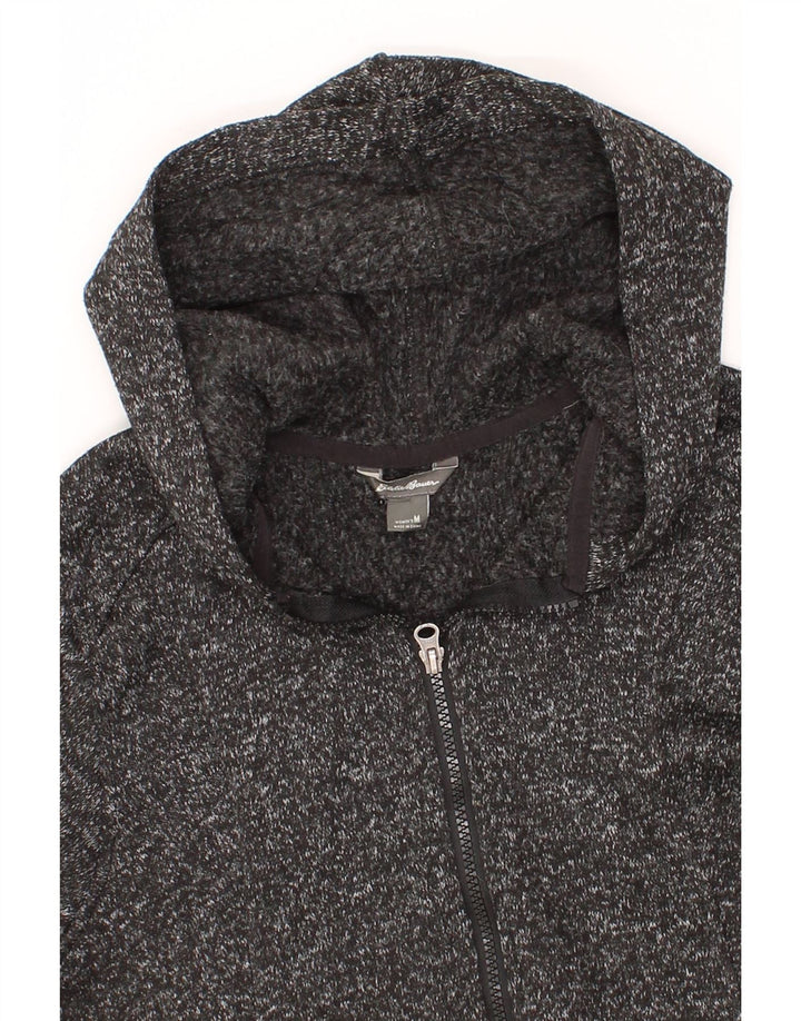 EDDIE BAUER Womens Zip Hoodie Sweater UK 12 Medium Grey Flecked Vintage Eddie Bauer and Second-Hand Eddie Bauer from Messina Hembry 