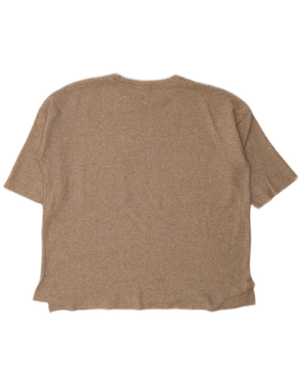 Zara Womens Trafaluc Oversized T-Shirt Top UK 10 Small Beige Flecked