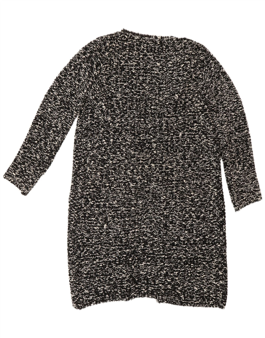 Zara Womens Longline Cardigan Sweater UK 14 Medium Black Flecked