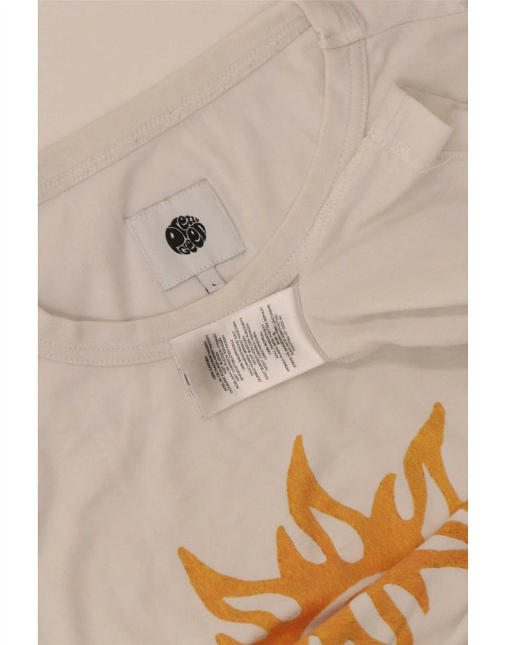Pretty Green Herre grafisk T-shirt Top Stor hvid bomuld
