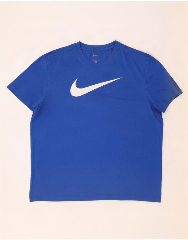 Nike Herre Dri Fit Grafisk T-Shirt Top 2XL Blå Polyester