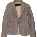 Zara Dame 1 Knap Blazer Jacket UK 12 Medium Blue Pinstripe Bomuld