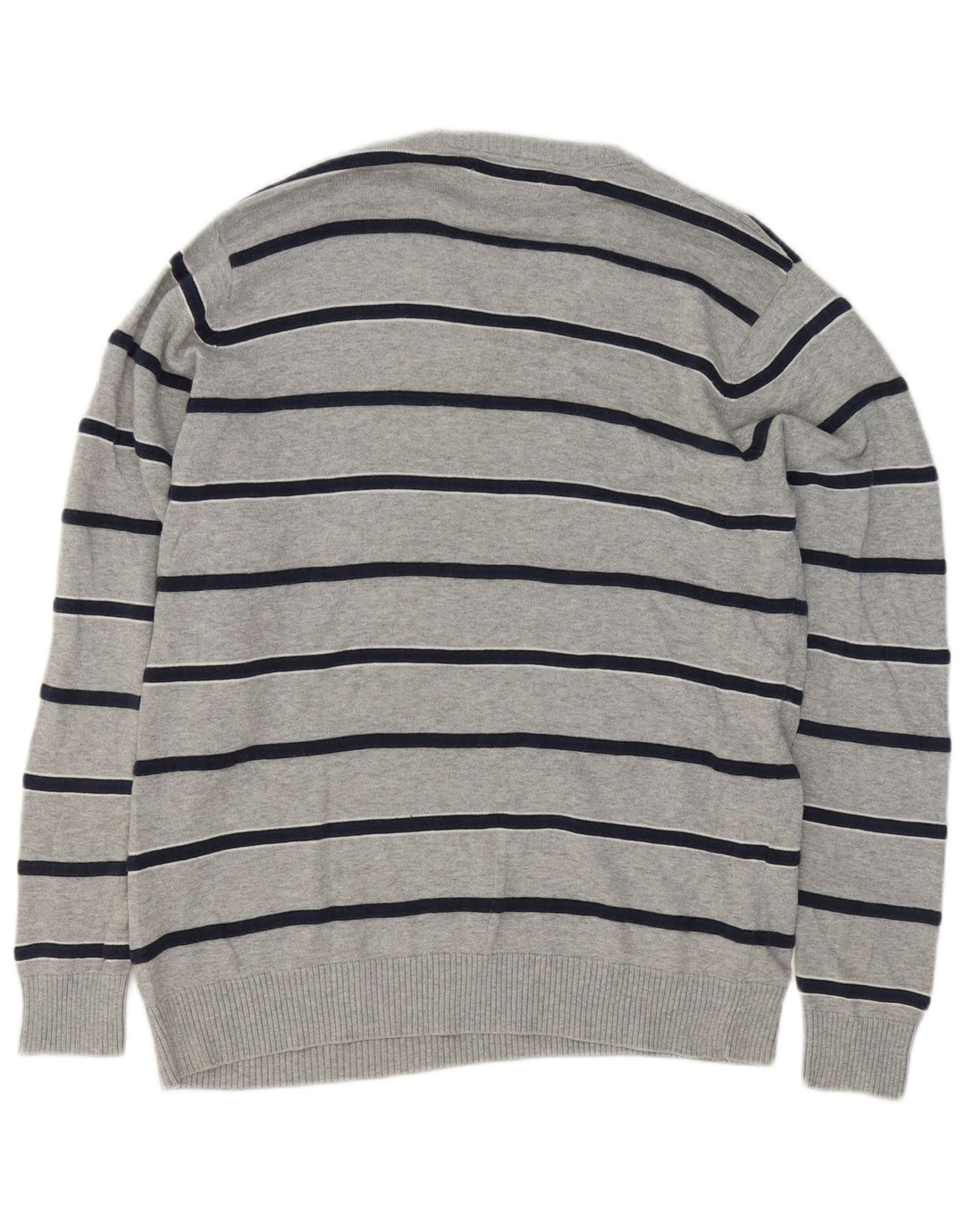Marks & Spencer Herre Blue Harbor V-hals sweater mellem grå stribet