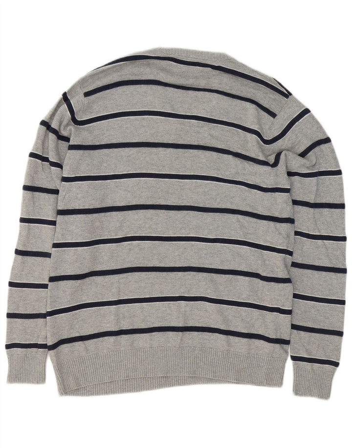 Marks & Spencer Herre Blue Harbor V-hals sweater mellem grå stribet