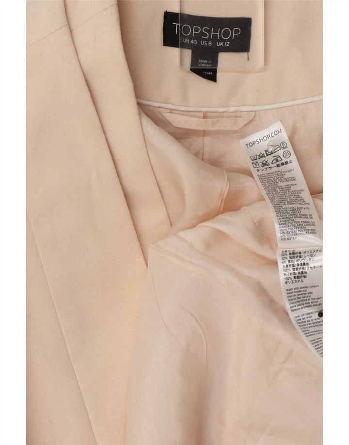 Topshop Dame Crop Open Blazer Jacket UK 12 Medium Off White Polyester