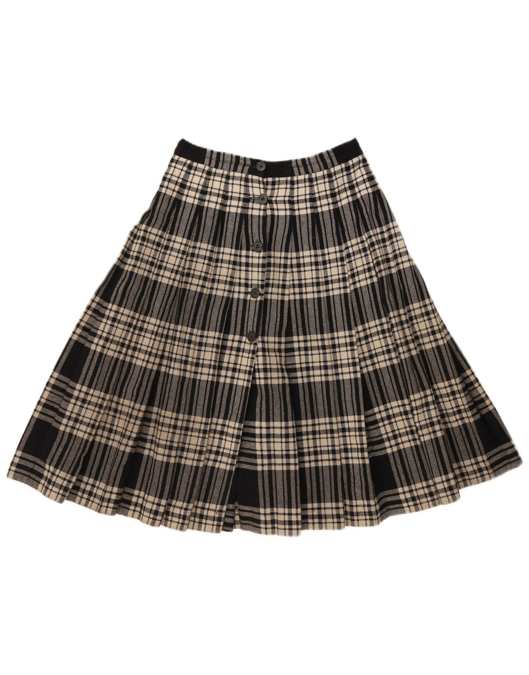 Vintage plisseret nederdel til kvinder W26 Lille sort plaid