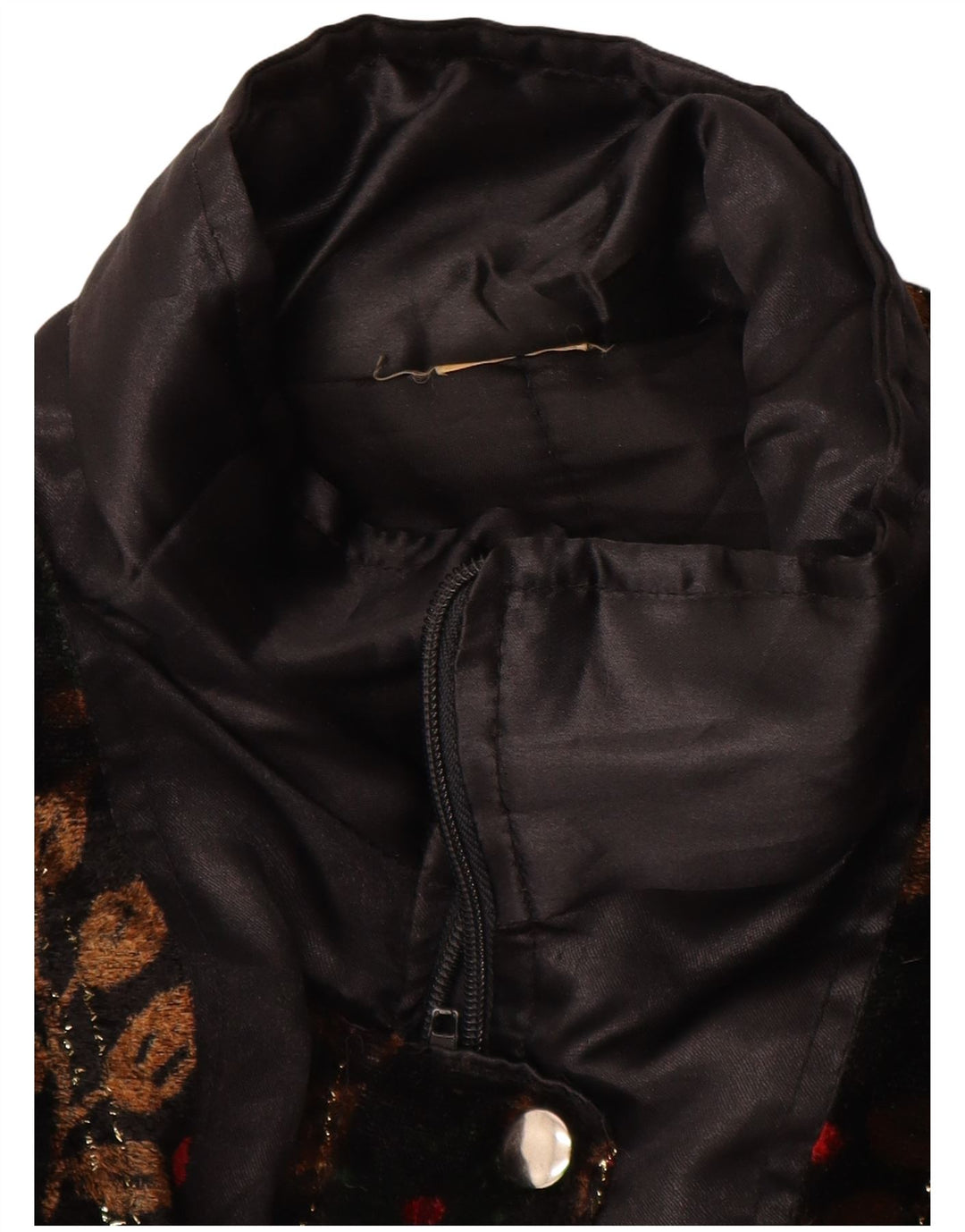 Vintage polstret jakke til kvinder UK 18 XL sort blomster