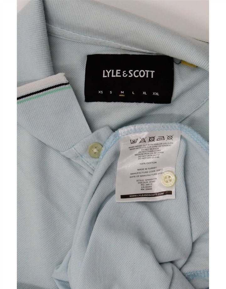 Lyle & Scott herre poloshirt mellemblå stribet bomuld