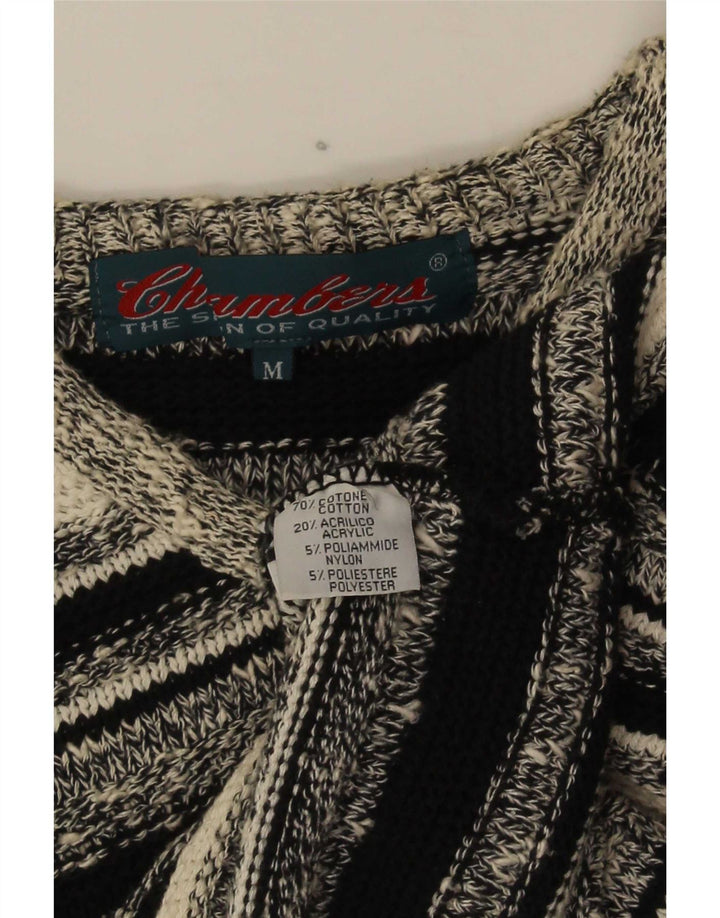 Chambers Herre V-hals sweater Medium Sort Stribet Bomuld