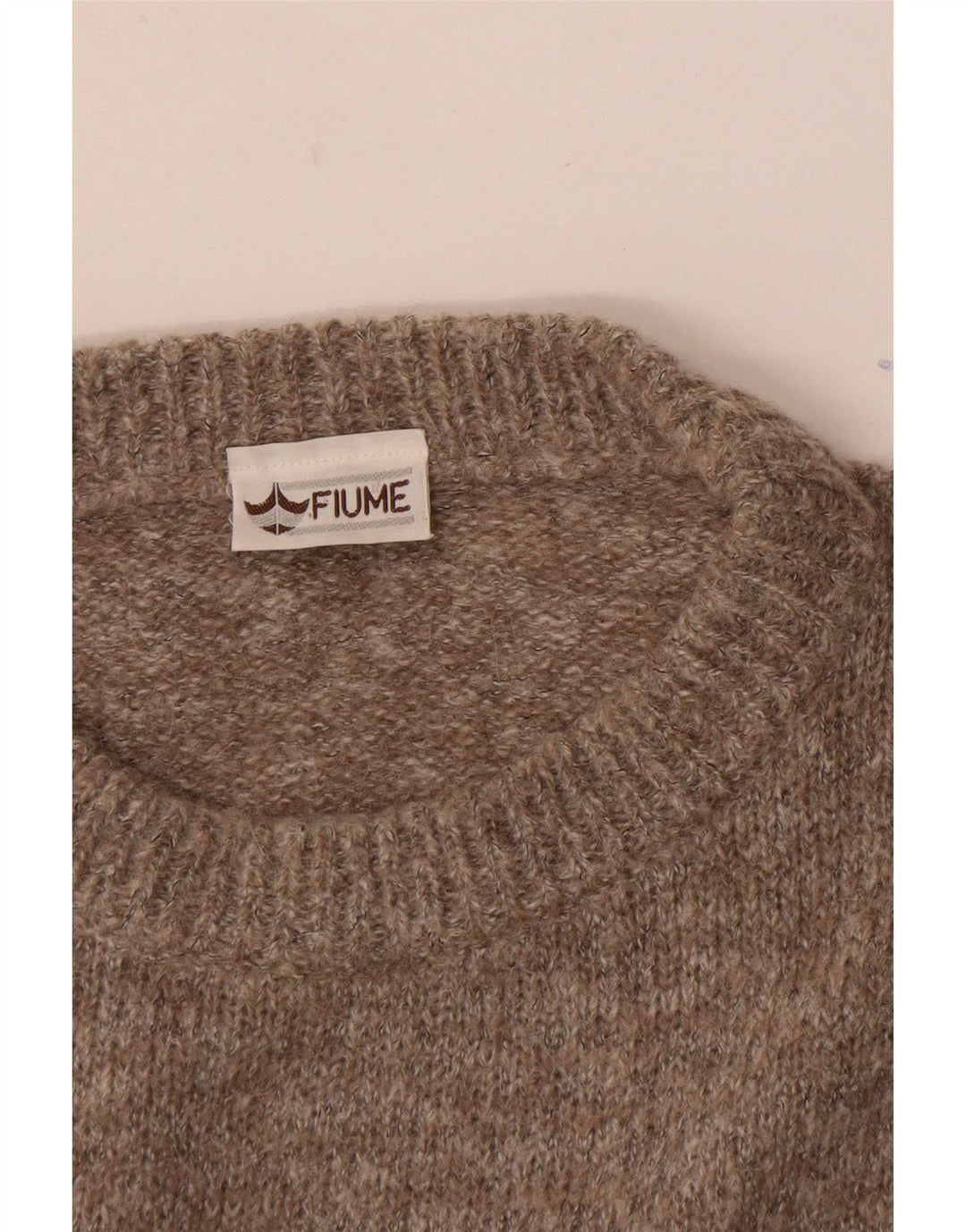 Fiume Herre grafisk rund hals sweater IT 52 Stor brun farveblok