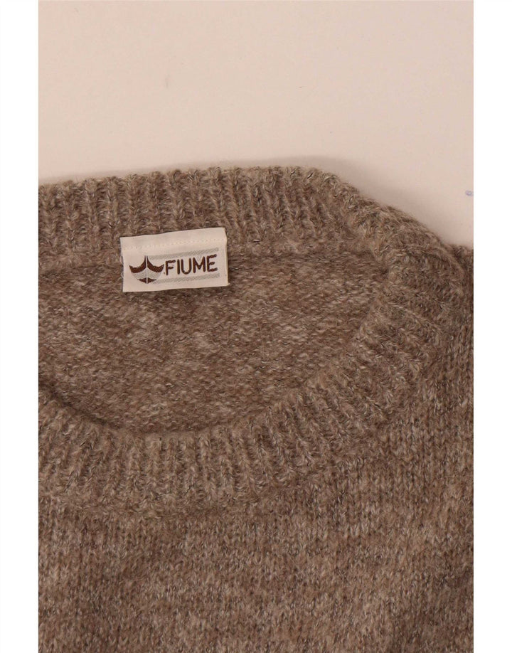 Fiume Herre grafisk rund hals sweater IT 52 Stor brun farveblok