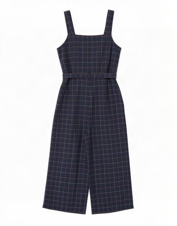Seasalt Cornwall Dame Petite Jumpsuit UK 12 Medium Navy Blue Ternet Bomuld