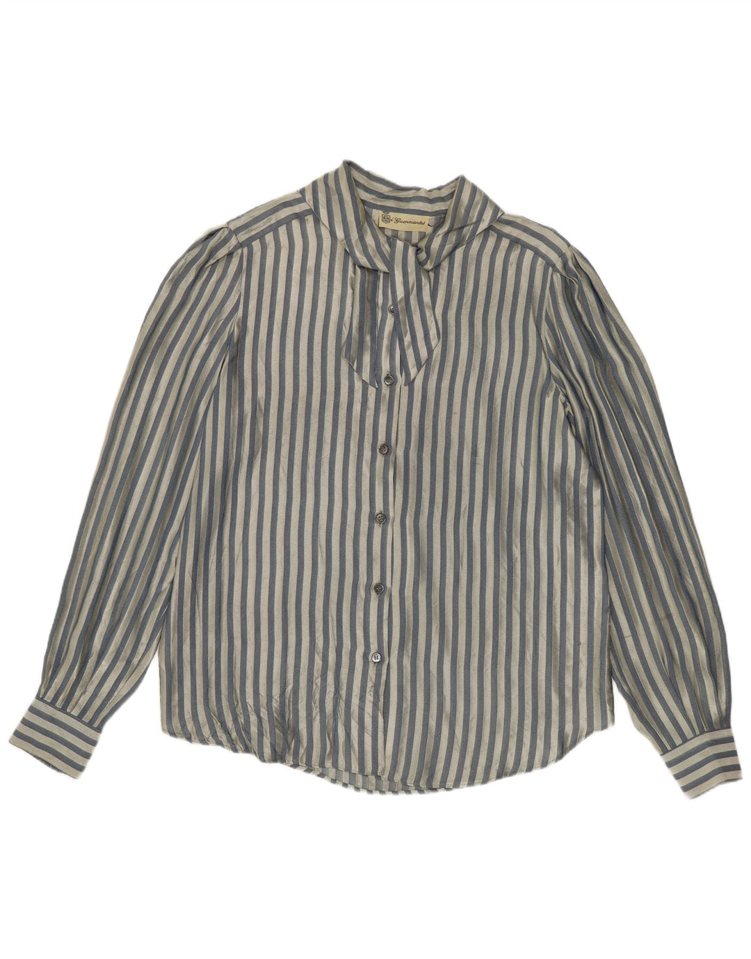 Vintage skjortebluse til kvinder UK 14 Mellemblå stribet