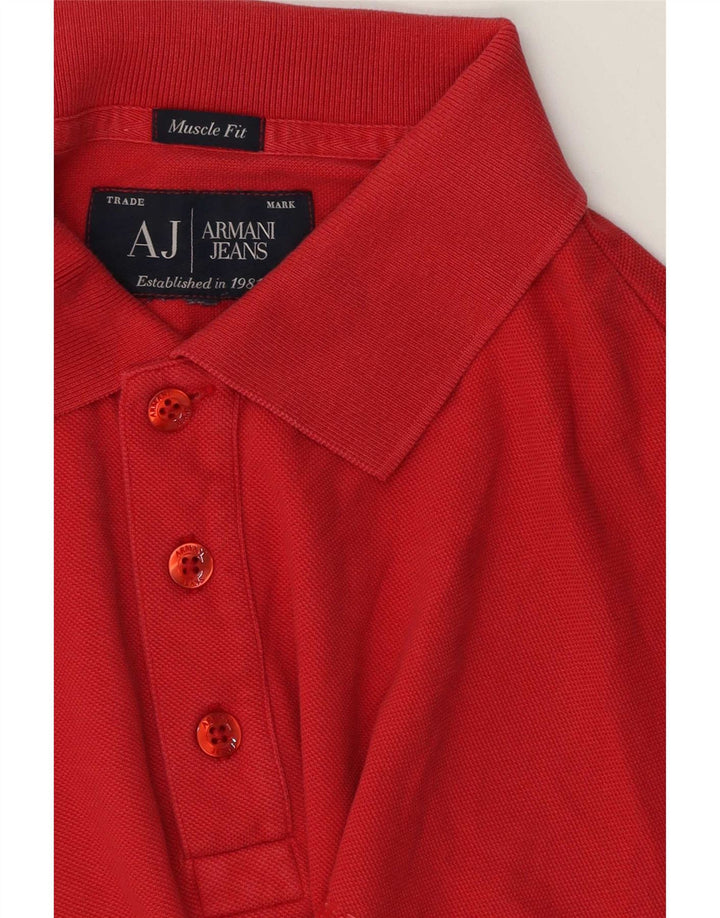 Armani Jeans Herre Muscle Polo Shirt Large Red