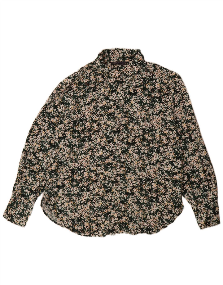 Marks & Spencer Dame Oversized skjortebluse UK 10 Small Green Floral
