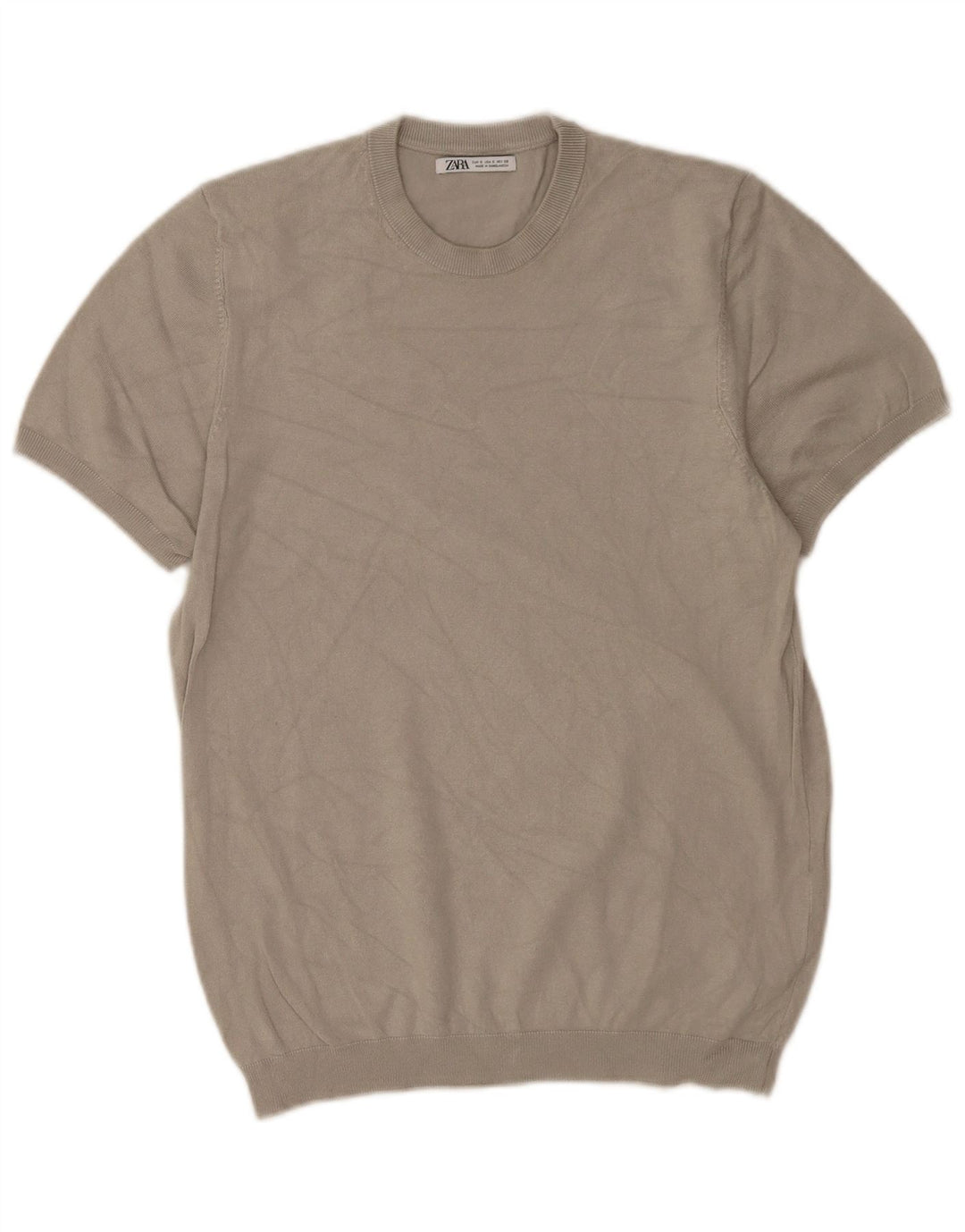 Zara Herre kortærmet rund hals sweater lille grå viskose