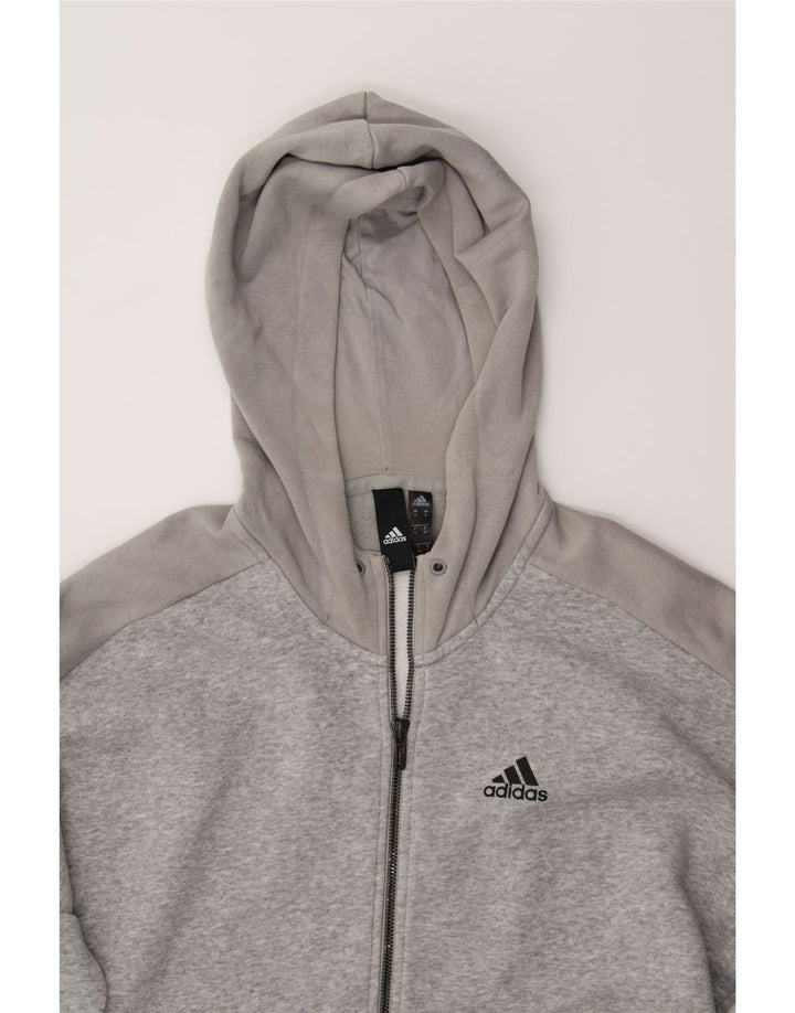 ADIDAS Mens Zip Hoodie Sweater Medium Grey Colourblock Polyester Vintage Adidas and Second-Hand Adidas from Messina Hembry 
