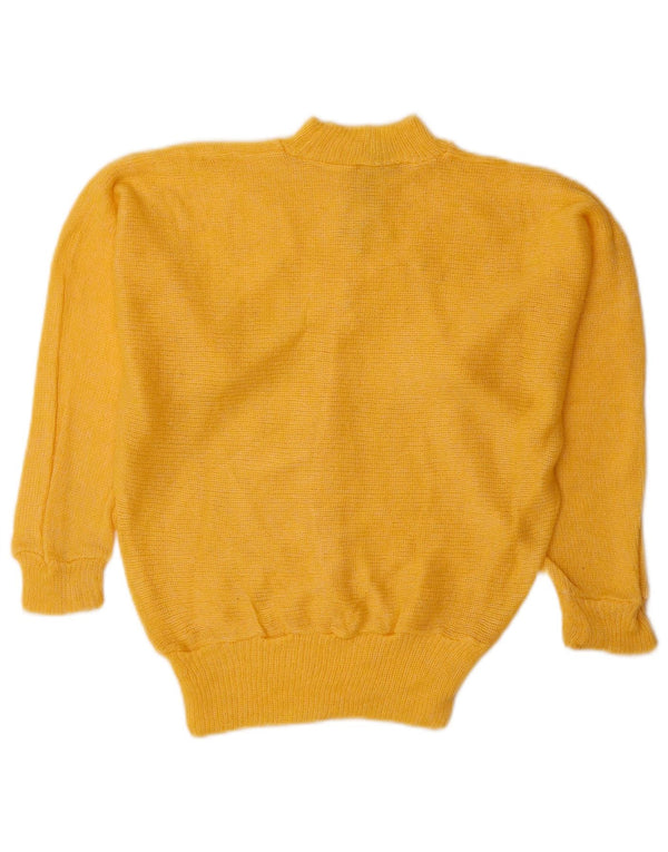 Vintage Dame Turtle Neck Jumper Sweater UK 10 Small Yellow Angora