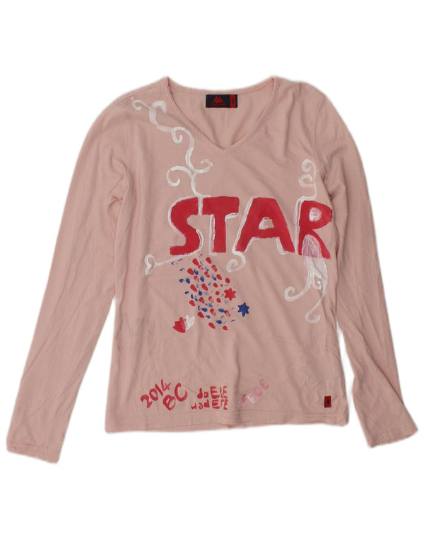 Kappa Dame Grafisk Top Langærmet UK 10 Lille Pink Bomuld