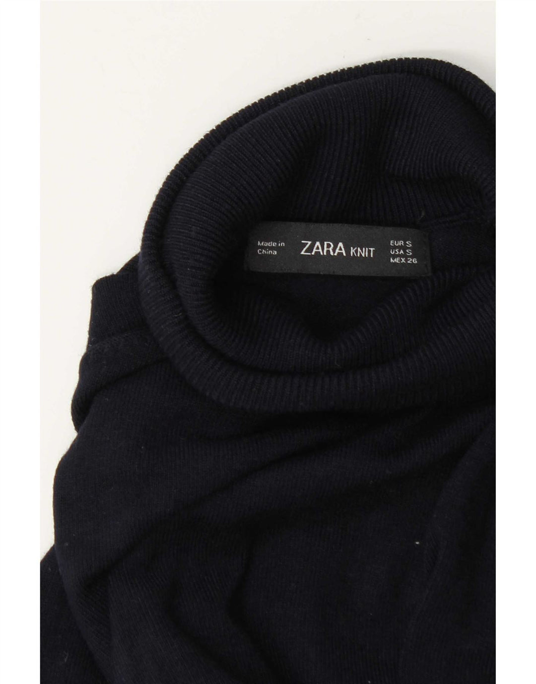 Zara Dame Rullehals Sweater UK 10 Small Navy Blue
