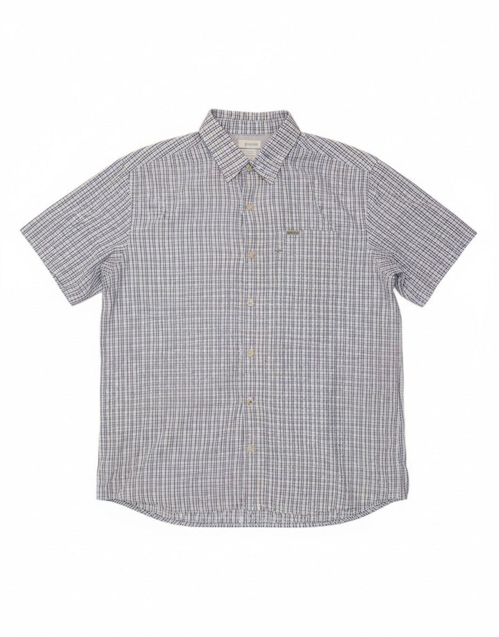 COLUMBIA Mens Short Sleeve Shirt Large Blue Check Polyester