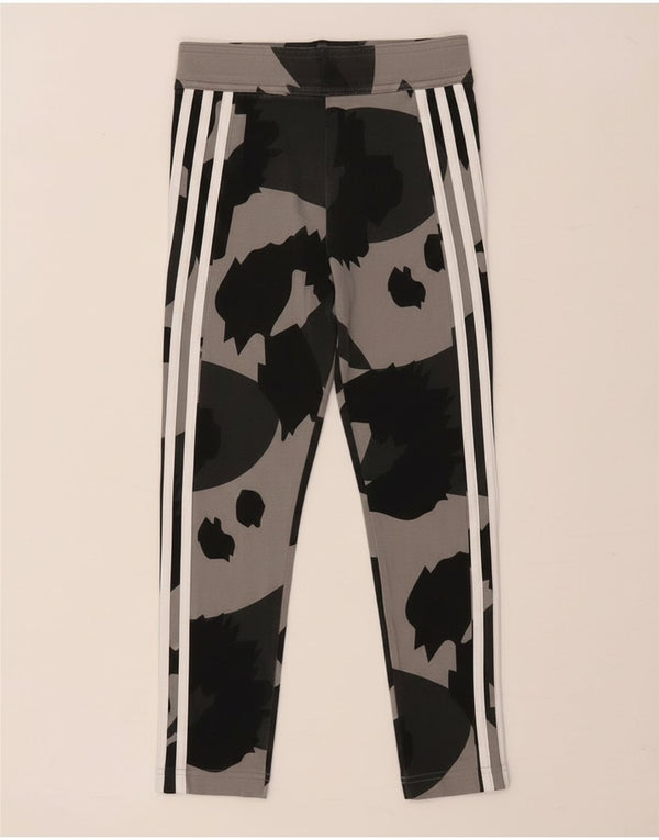 Adidas Pige Leggings 9-10 År Grå Camouflage Bomuld