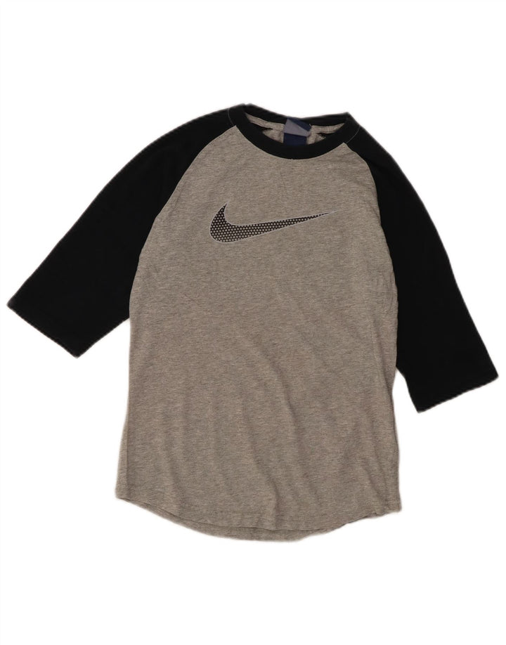 Nike drenge grafisk top 3/4 ærmer 10-11 år mellemgrå farveblok bomuld