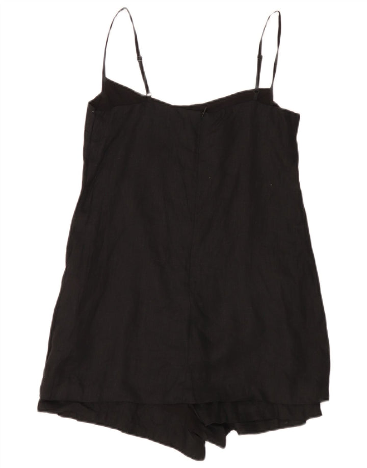 Zara Dame Playsuit UK 10 Small Black Linen