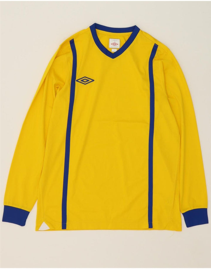 UMBRO Mens Top Long Sleeve Small Yellow Colourblock Polyester Vintage Umbro and Second-Hand Umbro from Messina Hembry 