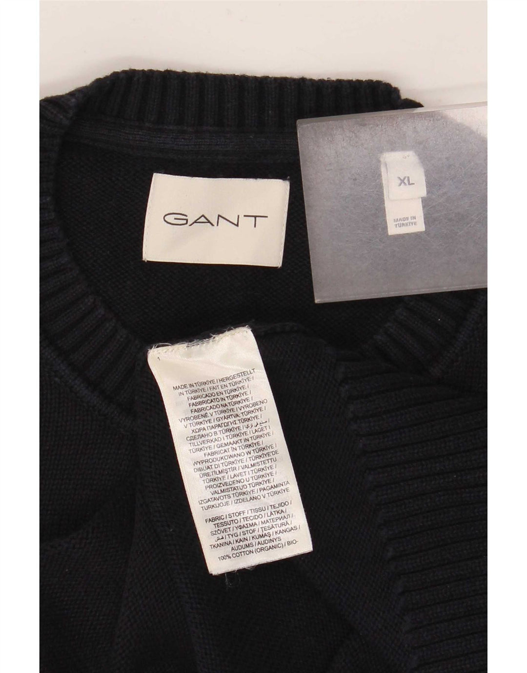 Gant Herre sweater med rund hals XL marineblå bomuld