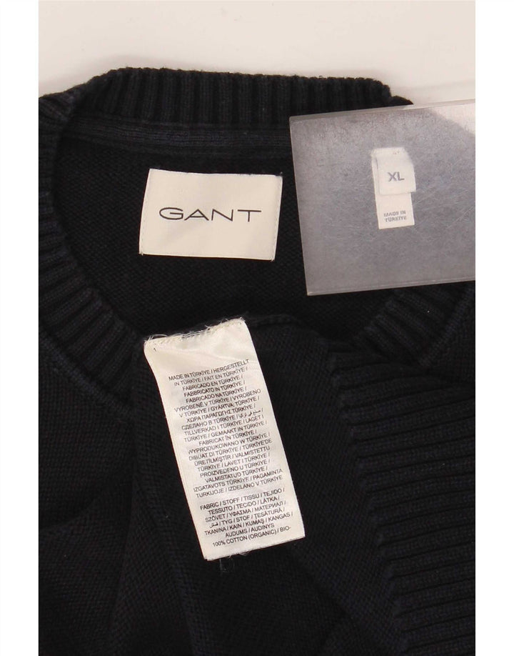 Gant Herre sweater med rund hals XL marineblå bomuld