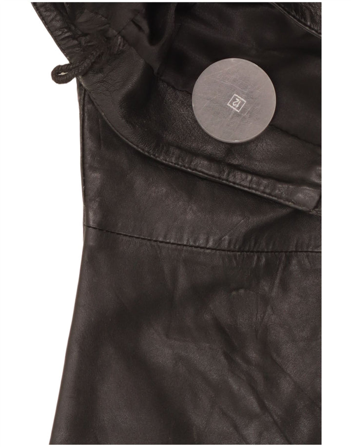 VINTAGE Dame Bootcut læderbukser UK 12 Medium W30 L32 Sort