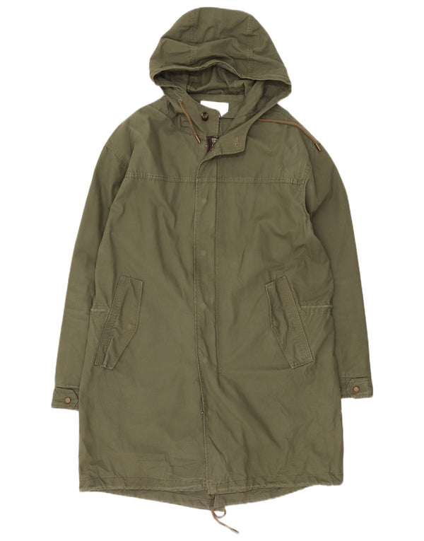 Zara Herre Hooded Parka Jacket UK 40 Large Khaki