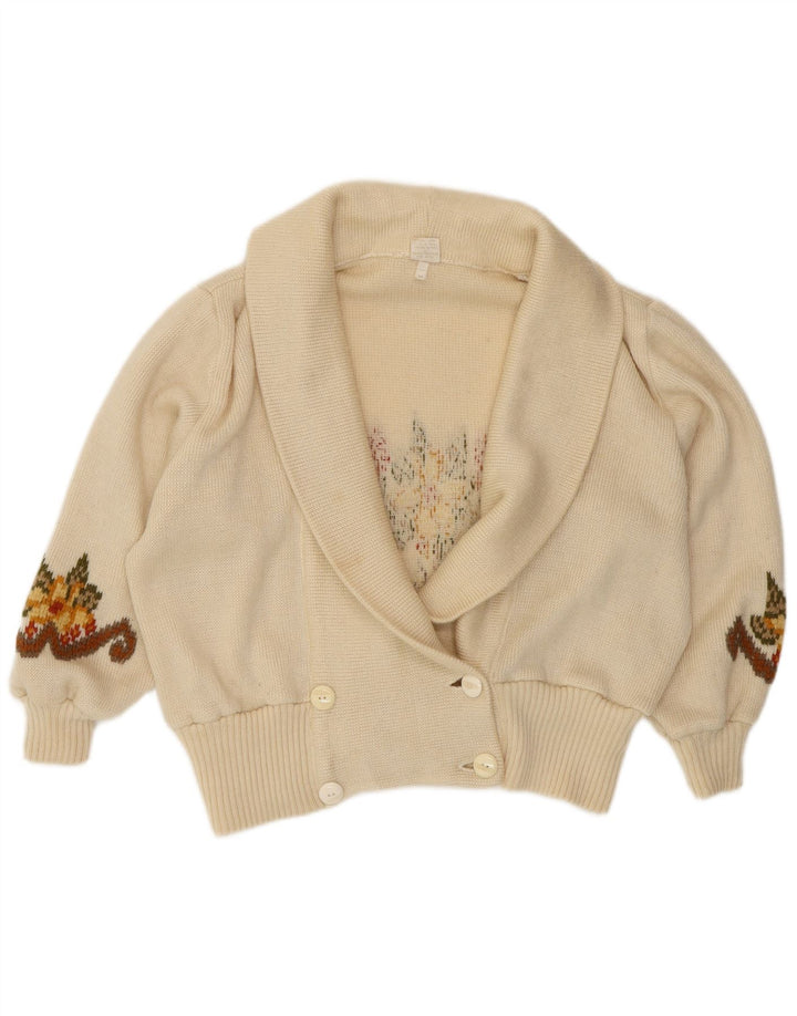 CELLINI Womens Oversized Cardigan Sweater UK 14 Medium Off White Floral
