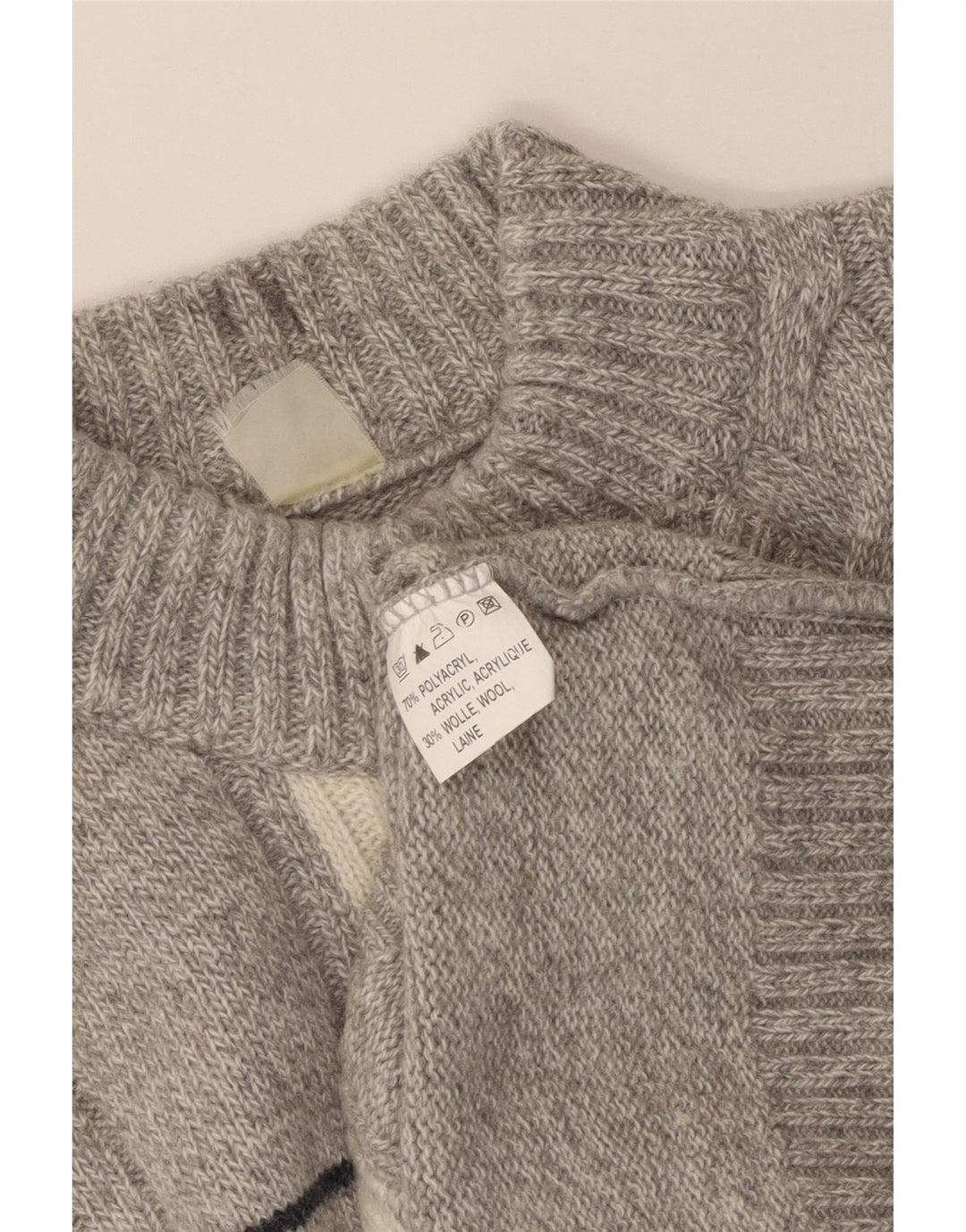 Vintage Dame Turtle Neck Jumper Sweater UK 16 Large Grey Colourblock