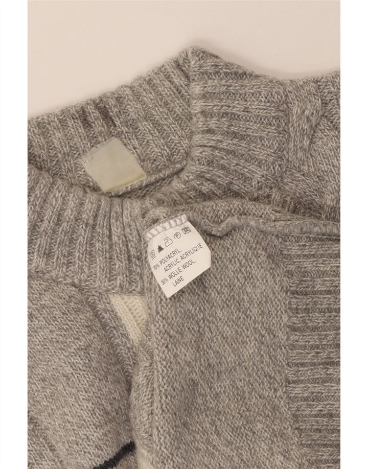 Vintage Dame Turtle Neck Jumper Sweater UK 16 Large Grey Colourblock