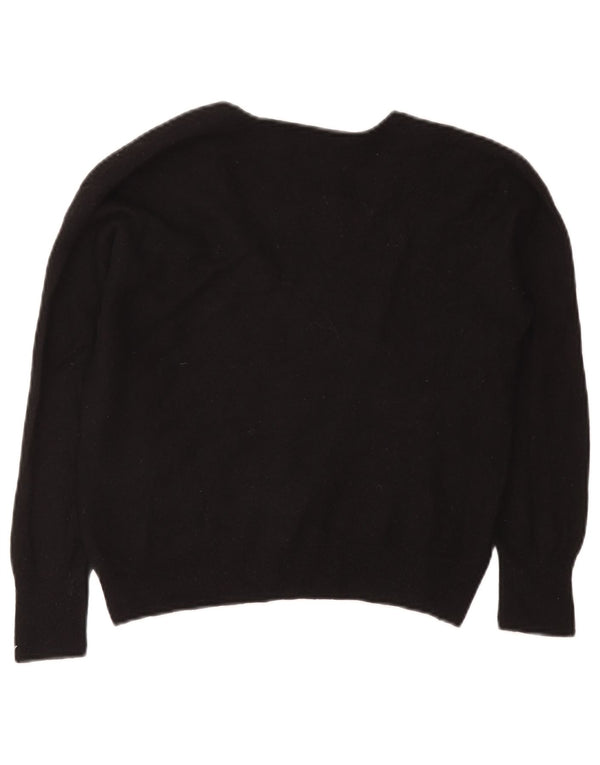 Zara Womens Crop V-hals sweater UK 10 Small Black Wool