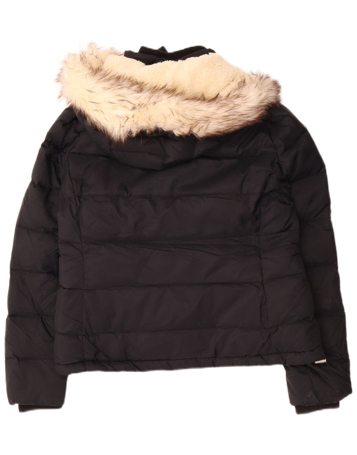 JACK WILLS Dame hættejakke UK 14 Stor sort nylon