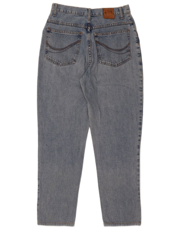 Tænk Pink Dame Højtaljet tilspidsede Jeans IT 42 Medium W26 L27 Blå Bomuld