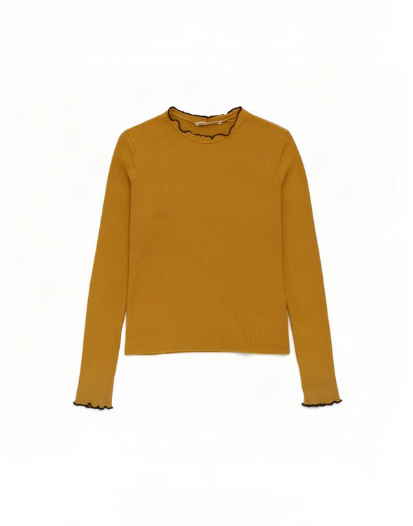 Zara Dame Trafaluc Top Langærmet UK 14 Medium Gul