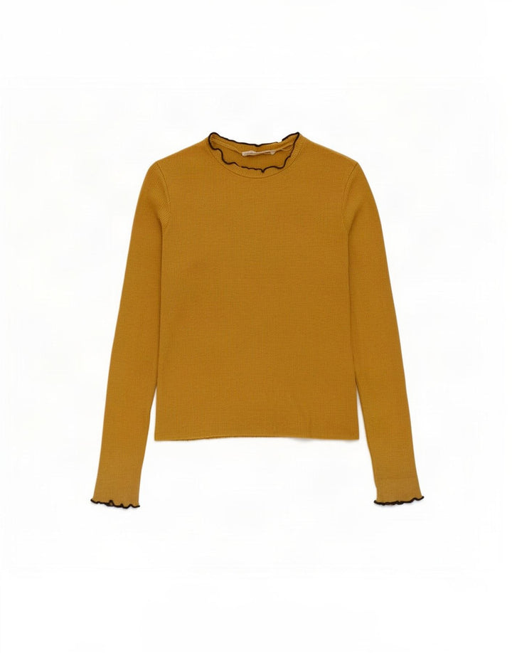 Zara Dame Trafaluc Top Langærmet UK 14 Medium Gul